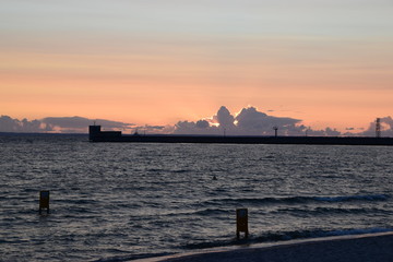 Zachód słońca za chmurami - Hel