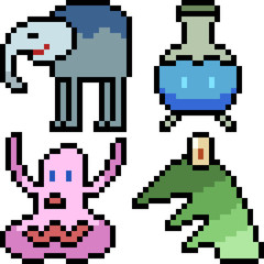 Fototapeta premium Printvector pixel art monster icon