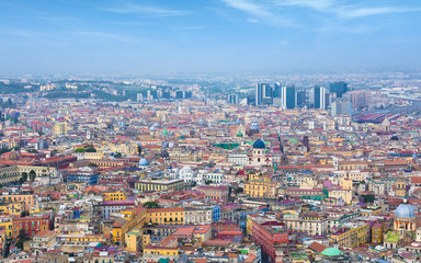 Fototapeta na wymiar Aerial daylight view of colour streets of Naples, Italy