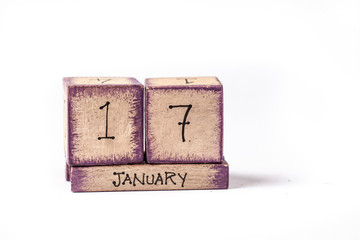 Colorful Wooden Block Perpetual Calendar Showing January 17th