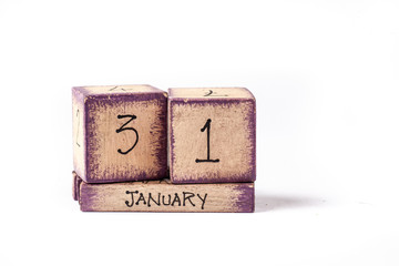 Colorful Wooden Block Perpetual Calendar Showing January 31st