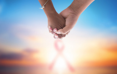 World Cancer Day concept: hand in hand