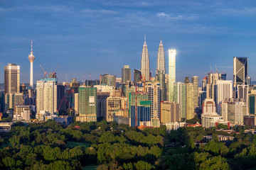 Fototapeta na wymiar Panorama morning view in the middle of Kuala Lumpur city center , Malaysia