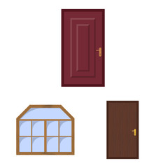 Vector illustration of door and front logo. Set of door and wooden vector icon for stock.