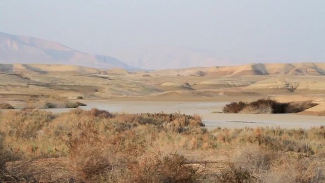 Jordanian valley desert landscape Steady shot of Jordanian valley desert landscape