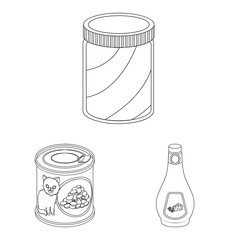 Vector illustration of can and food logo. Set of can and package stock vector illustration.