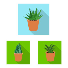 Vector design of cactus and pot symbol. Collection of cactus and cacti vector icon for stock.