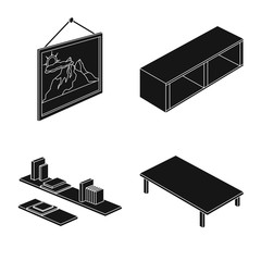 Vector design of bedroom and room sign. Collection of bedroom and furniture vector icon for stock.