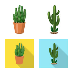 Isolated object of cactus and pot symbol. Collection of cactus and cacti stock vector illustration.