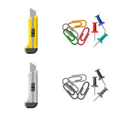 Vector illustration of office and supply symbol. Collection of office and school vector icon for stock.