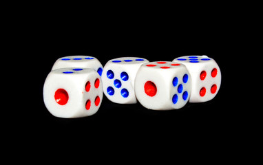 dice isolated on black background