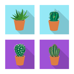 Isolated object of cactus and pot sign. Collection of cactus and cacti stock symbol for web.