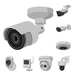 Vector design of cctv and camera logo. Set of cctv and system stock vector illustration.