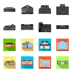 Isolated object of building and front icon. Collection of building and roof stock vector illustration.