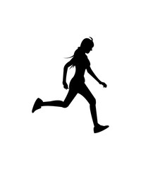 Fototapeta na wymiar silhouette of a woman running on white background