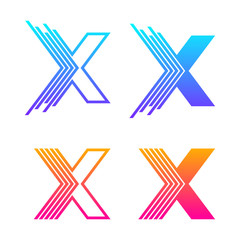 Letter X Colorful logotype with Modern Line art, Monogram logo concept, Technology and Digital sign, Connection and Link symbol, Express and Logistics logo for your Corporate identity