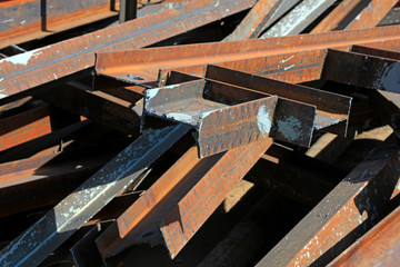 Oxidized rusty steel parts stacked together