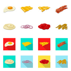 Isolated object of burger and sandwich symbol. Collection of burger and slice vector icon for stock.