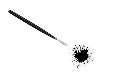 Fountain pen with blot. White background. Vector illustration