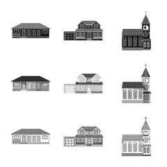 Vector design of building and front symbol. Set of building and roof stock symbol for web.