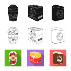 Vector design of can and food icon. Collection of can and package stock vector illustration.
