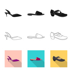 Obraz premium Vector design of footwear and woman icon. Set of footwear and foot vector icon for stock.