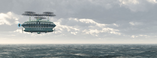 Fantasie Luftschiff über dem Meer © Michael Rosskothen