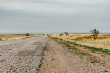 Road in prairie Kazakhstan 