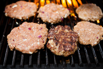Homemade delicious minced meat steaks on grill - 241281174
