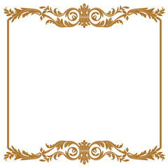 Golden vintage border frame engraving with retro ornament pattern in antique baroque style decorative design. Vector