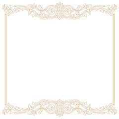 Golden vintage border frame engraving with retro ornament pattern in antique baroque style decorative design. Vector