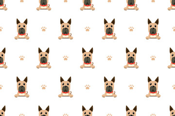 Vector cartoon character great dane dog seamless pattern for design.