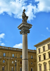 Fototapeta na wymiar The Column of Abundance is situated at the place of former Roman Forum, the city’s commercial and political center. Republic Square. Florence, Italy - April 17, 2018