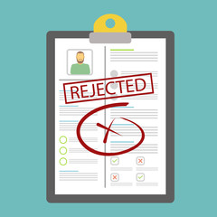  Rejected document. The concept of rejection a document with a stamp. Vector illustration.