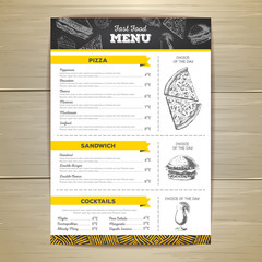 Obraz premium Vintage chalk drawing fast food menu design.