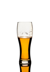 a glass of beer on a white background