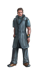 Concept Art Science Fiction Illustration of Man in Futuristic Clothing Design