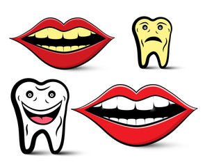 Cleaning Teeth Design with Yellow and White Teeth