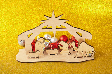 Christmas Nativity Scene of baby Jesus in the manger with Mary and Joseph