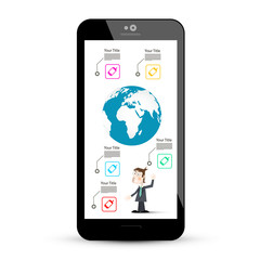 Smart Phone with Business Infographic Design on Screen