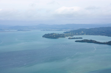 A view at the Parua Bay from Mt. Manaia near Whangarei in Northland in New Zealand