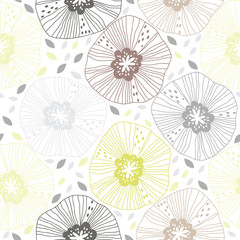 Seamless pattern with flowers on white background. Vector illustration. Floral background.