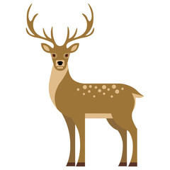 Vector winter character. Young deer in flat style. vector illustration.