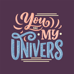 Sketch lettering quote about space for textile design and print . Modern trendy kids concept. Doodle illustration. Hand drawn card. Typography poster.