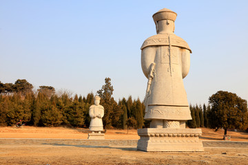 Fototapeta na wymiar Ancient Chinese stone statues of civil servants