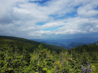 Mountain landscape with beautiful dramatic cloudy sky