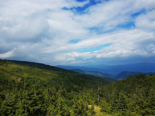Mountain landscape with beautiful dramatic cloudy sky