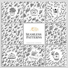 Monochrome vector seamless patterns