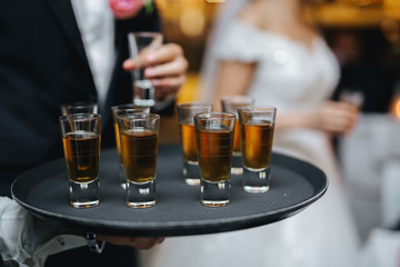 alcohol shots at a wedding