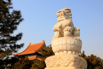 Fototapeta premium Stone lions in ancient China